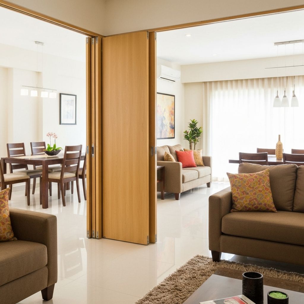 PVC folding door partition in living room